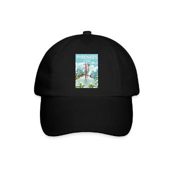 Pyrenäen zum Skifahren schöne Retro- oder Vintage-Karikatur - Baseballkappe - Schwarz/Schwarz - Vorne