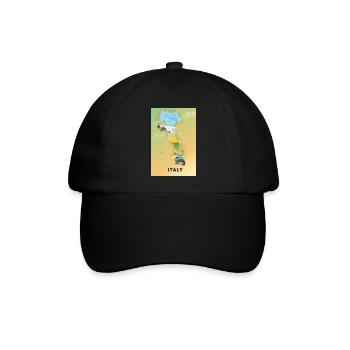 Italien Reisekarte - Baseballkappe - Schwarz/Schwarz - Vorne