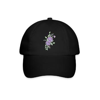 Lila Blume - Baseballkappe - Schwarz/Schwarz - Vorne