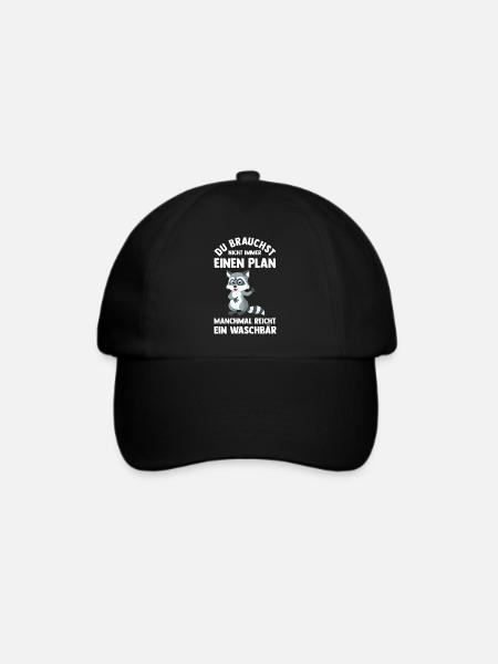 Tiermotiv Waschbär - Baseballkappe - Schwarz/Schwarz