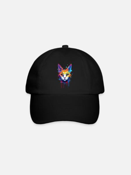 Extravagante Katze - Baseballkappe - Schwarz/Schwarz