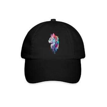 Hippie Katze - Baseballkappe - Schwarz/Schwarz - Vorne