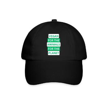 Veganer Stil mit Herz: Einzigartiges Design - Baseballkappe - Schwarz/Schwarz - Vorne