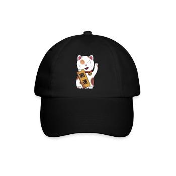 Maneki Neko viel Glück - Baseballkappe - Schwarz/Schwarz - Vorne
