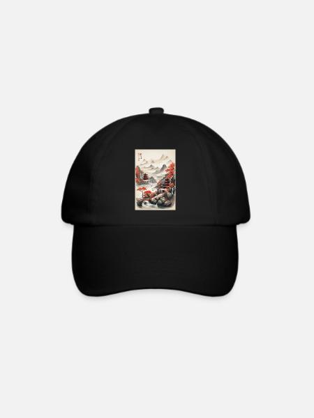 China-Landschaften - Baseballkappe - Schwarz/Schwarz