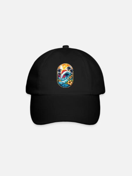 Surf Wave & Hawaii - Baseballkappe - Schwarz/Schwarz