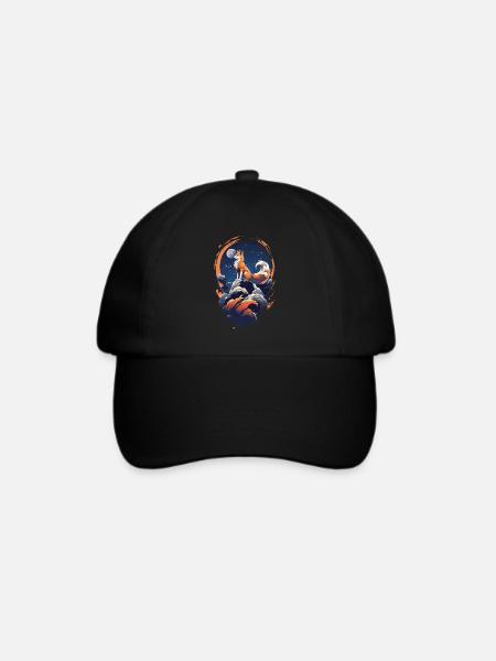 Fuchs Geist Japan Art Style Kitsune Yokai Design - Baseballkappe - Schwarz/Schwarz