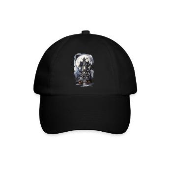 Hexenhaus Vollmond Fledermaus Zauber Kürbis Art - Baseballkappe - Schwarz/Schwarz - Vorne