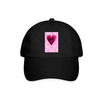 Rosa Herz - Baseballkappe - Schwarz/Schwarz - Vorne
