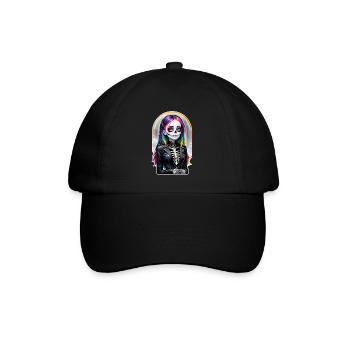 Halloween - Rock & Regenbogen - Baseballkappe - Schwarz/Schwarz - Vorne
