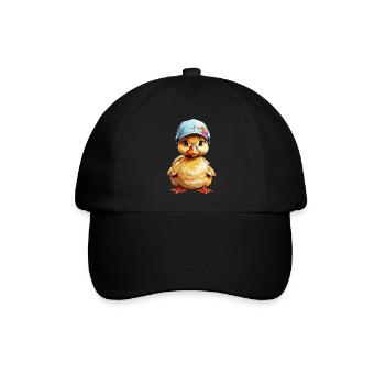 Süsses freches Entenküken mit Kappe - Baseballkappe - Schwarz/Schwarz - Vorne