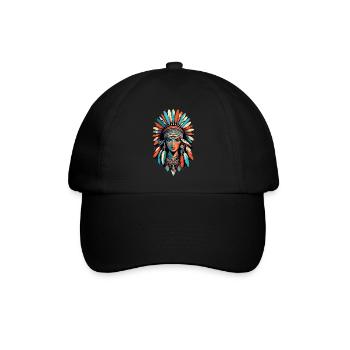 Indianer - Ureinwohner Amerikas - USA - Baseballkappe - Schwarz/Schwarz - Vorne