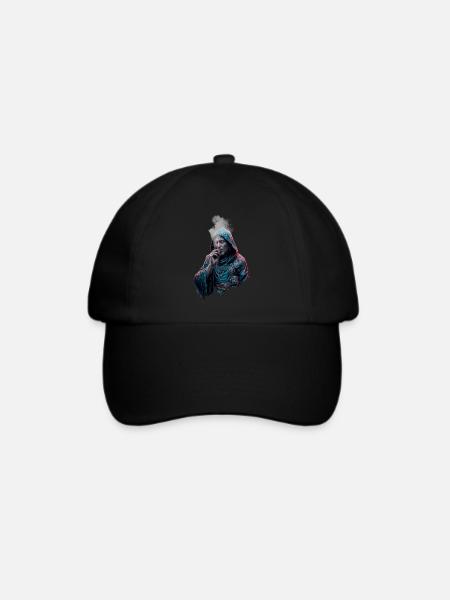 Mönch mit Zigarre - Baseballkappe - Schwarz/Schwarz