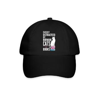 Katze Birma Geschenk - Baseballkappe - Schwarz/Schwarz - Vorne