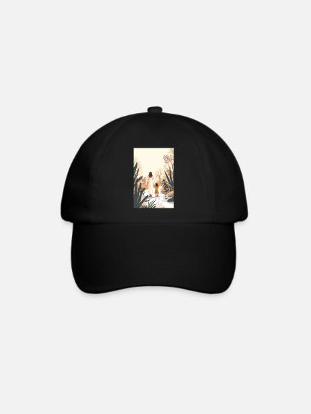 Jesus Christus Wandelt Mit Einem Mädchen, Komm - Baseballkappe - Schwarz/Schwarz
