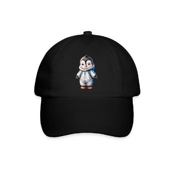 Winter süßer Pinguin zurück in die Schule - Baseballkappe - Schwarz/Schwarz - Vorne