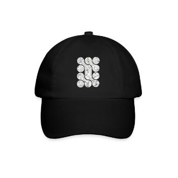 Abstrakte weiße Blattmuster - Baseballkappe - Schwarz/Schwarz - Vorne