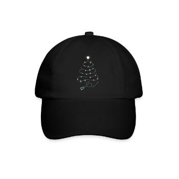 Weihnachtsbaum Lichterketten Design - Baseballkappe - Schwarz/Schwarz - Vorne