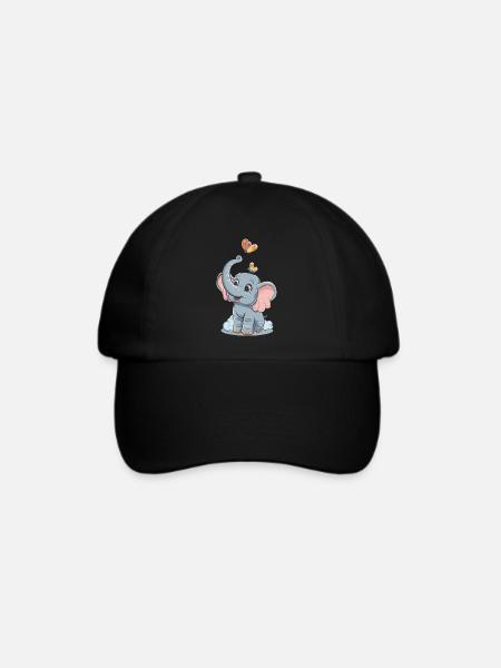 Niedlicher Elefant für Kinder für Kinder - Baseballkappe - Schwarz/Schwarz