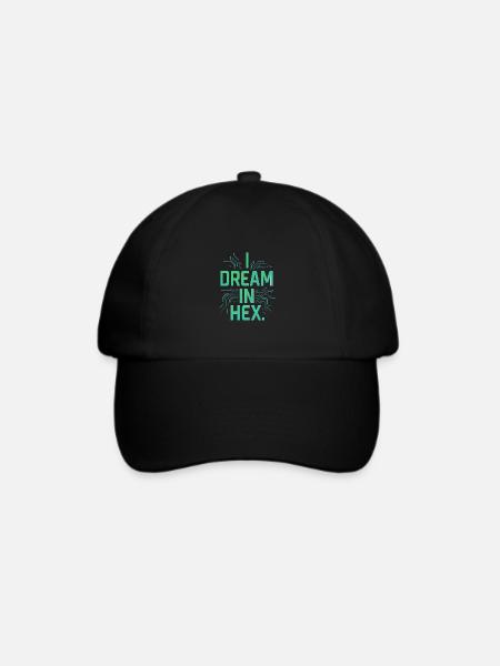 I Dream in Hex – Nerdy Coder T-Shirt für Entwickler - Baseballkappe - Schwarz/Schwarz