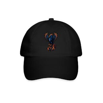 Phoenix – Feurige Wiedergeburt | Urbanes Zodiac-Maskottchen - Baseballkappe - Schwarz/Schwarz - Vorne