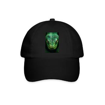 Hypnotischer grüner Schlangenblick - Baseballkappe - Schwarz/Schwarz - Vorne