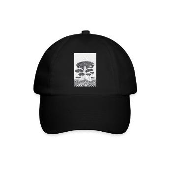 Optischer Pilzwald - Baseballkappe - Schwarz/Schwarz - Vorne