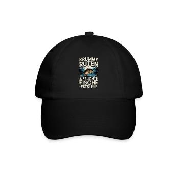 Krumme Ruten & feuchte Fische - Baseballkappe - Schwarz/Schwarz - Vorne