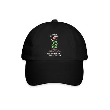 Schritt für Schritt: Level Up Familie | Patchwork - Baseballkappe - Schwarz/Schwarz - Vorne