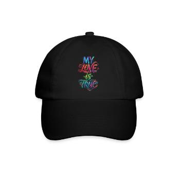 Meine Liebe ist wahr, farbenfroher Text, Malerei, Druck, - Baseballkappe - Schwarz/Schwarz - Vorne