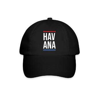 Havana Bold Mono mit rotblauen Streifen - Baseballkappe - Schwarz/Schwarz - Vorne