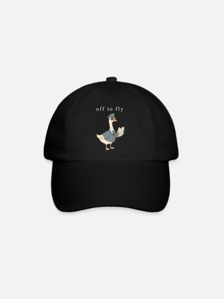Ente Pilot auf Abflug - Baseballkappe - Schwarz/Schwarz