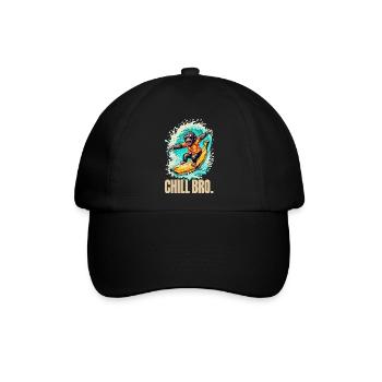 Chill Bro Affe Auf Banane Surfen Sommer Spaß - Baseballkappe - Schwarz/Schwarz - Vorne