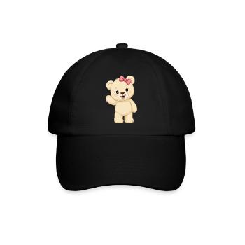 Kuschelbär mit rosa Schleife - Baseballkappe - Schwarz/Schwarz - Vorne