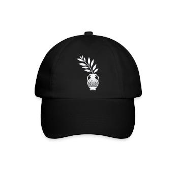 Antike Vase mit Blattzweigen - Baseballkappe - Schwarz/Schwarz - Vorne