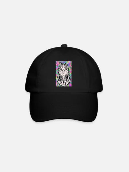 Katze - Baseballkappe - Schwarz/Schwarz