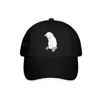 weiße Katze trifft Frosch - Baseballkappe - Schwarz/Schwarz - Vorne