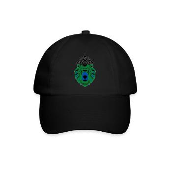 Bär in Grün-Blau - Baseballkappe - Schwarz/Schwarz - Vorne