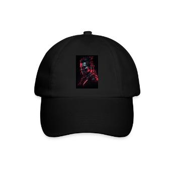Neon Cyber Warrior Portrait #2 - Baseballkappe - Schwarz/Schwarz - Vorne