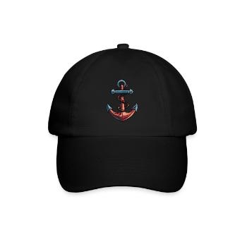 Anker Symbol Hafen - Baseballkappe - Schwarz/Schwarz - Vorne