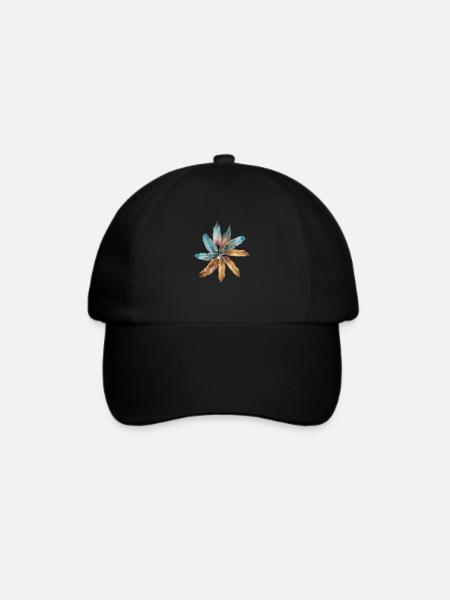 Feder der Blume - Baseballkappe - Schwarz/Schwarz