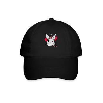 Geburtstagskind Hase Tröte Partyhut - Baseballkappe - Schwarz/Schwarz - Vorne