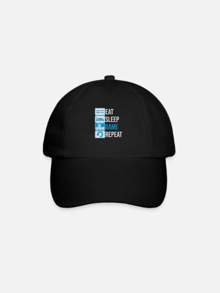 eat sleep game repeat - Baseballkappe - Schwarz/Schwarz