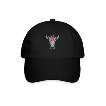 Psychedelische Giraffe - Baseballkappe - Schwarz/Schwarz - Vorne