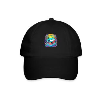 Hai & Sonnenuntergang - Baseballkappe - Schwarz/Schwarz - Vorne