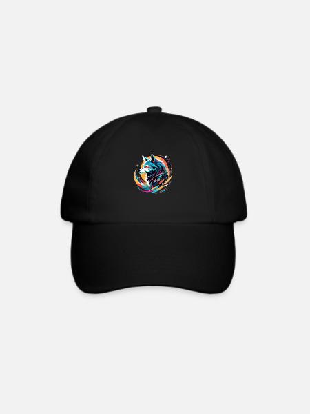 Wolf und Berg - Schützende Natur - Baseballkappe - Schwarz/Schwarz