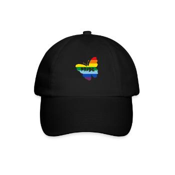 Regenbogenfahne Schmetterling - Baseballkappe - Schwarz/Schwarz - Vorne