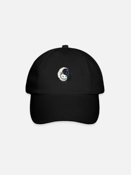 Yin Yang Katzen Katzenkunst für einen - Baseballkappe - Schwarz/Schwarz