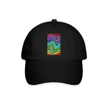 Zebra Muster Neon Regenbogen LSD Trip verballert - Baseballkappe - Schwarz/Schwarz - Vorne
