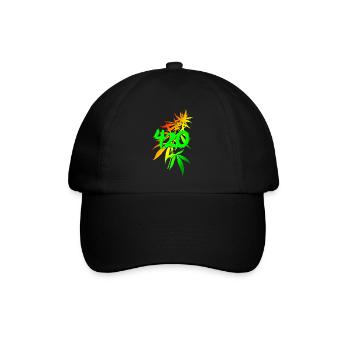 420 Cannabis - Baseballkappe - Schwarz/Schwarz - Vorne
